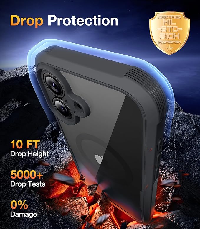 Diaclara Magnetic Designed for iPhone 17 Case 6.3'' [Full Camera Protection] Full Body Bumper,[Compatible with MagSafe] Phone Case w/Built-in Privacy Screen Protector,Black
