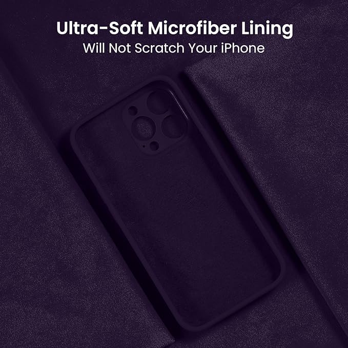 FireNova Designed for iPhone 15 Pro Case, Silicone Upgraded [Camera Protection] Phone Case with [2 Screen Protectors], Soft Anti-Scratch Microfiber Lining Inside, 6.1 inch, Purple