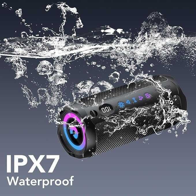 Coioc Portable Bluetooth Speaker, Bluetooth 5.4 Speaker, Dual Speaker with LED Display, Deep Bass,30H Playtime, Colorful RGB Lights,IPX7 Waterproof,TWS pairing for Outdoor/Home/Party/Travel,Gift Ideas