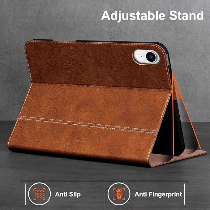 Gexmil Leather Case for iPad mini 7 (A17 Pro) 2024 / iPad mini 6 Generation 2021 8.3 Inch,Premium Cowhide Cover with Pencil Holder,Adjustable Stand, Auto Wake/Sleep,Vegetable Tanned Brown