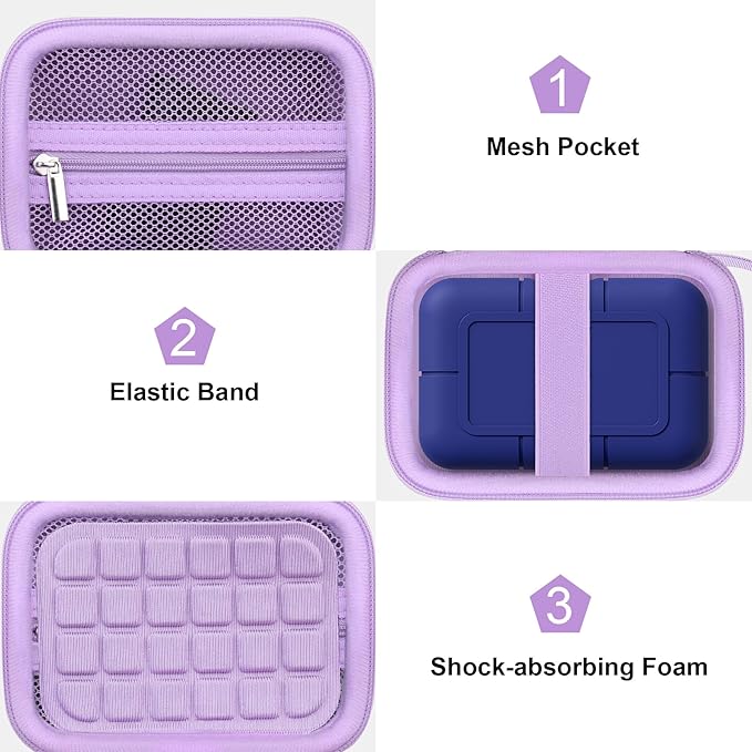 Canboc Carrying Case for LaCie Rugged SSD Pro5 2TB 4TB External Solid State Drive, Zipper Mesh Pocket fit Cable, Purple (Case Only)