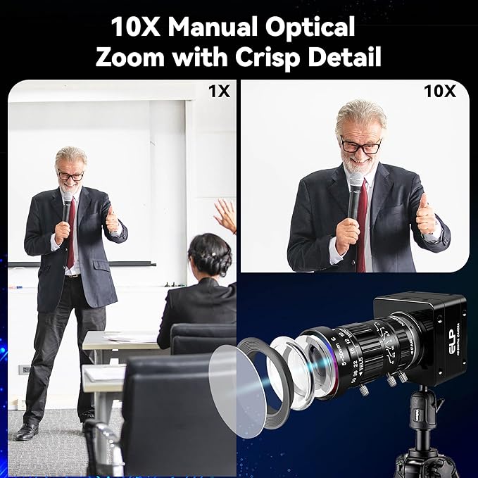 20MP USB3.0 Industrial Camera,4K UHD 3840P High Resolution,30fps High Frame Rate 5-50mm 10X Manual Varifocal Lens Lightburn Webcam,Plug and Play Free Drive for Laptop Jetson Nano, Raspberry Pi