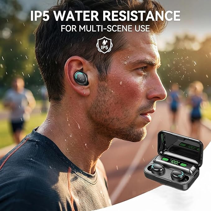 Wireless Earbuds, Bluetooth 5.3 Headphones, Touch Control Noise Cancellation, HiFi Stereo with LED Display Charging Case, Suitable for Fitness/Running/Work
