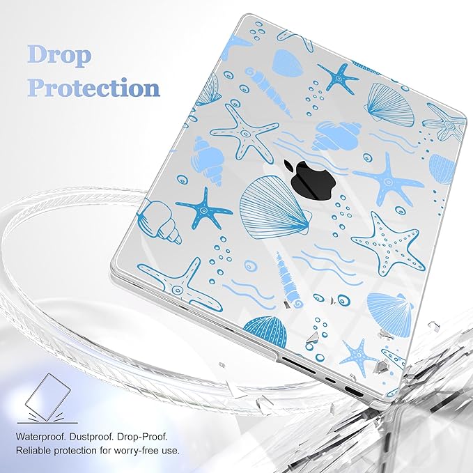 May Chen for 2026 MacBook Pro 14-inch M5 M4 M3 M2 M1 Pro/Max Chip, Release 2026 2025-2021, Model A3427 A3426 A3434 A3112 A3401 A3185, Plastic Hard Shell with Keyboard Cover, Sea Star