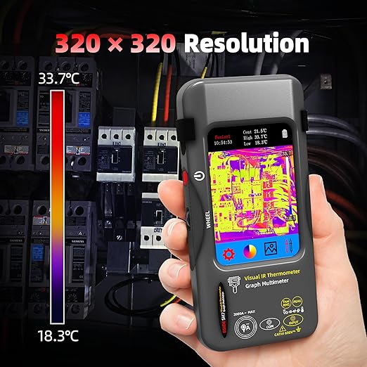 BSIDE Thermal Imaging Camera Multimeter with Macro Lens, 320x320 IR Resolution with 15 Thermal Palettes, 20000 Counts with 3.98" Touch LCD, Measures Cap, AC Clamp, Temp Diode for Electrical Electronic