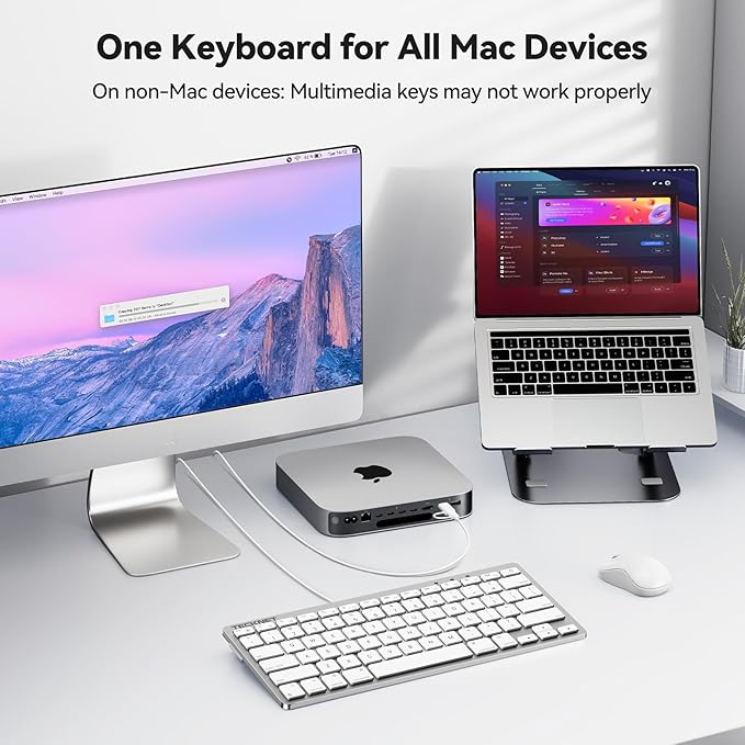 TECKNET Wired Keyboard for MacOS Devices with Dual Interface, Slim Mac Keyboard, Comfortable Ergonomic Typing Angle & Stable Connection for PC/Laptop, Compatible with MacBook, iMac, Mac mini/Pro