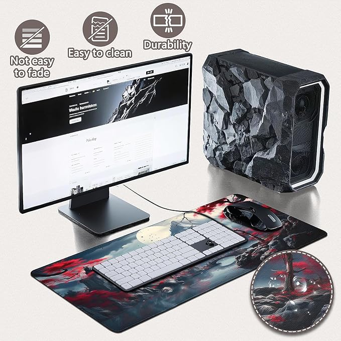Gaming Mouse Pad - (31.5"×11.8") Japanese Anime Large Mouse Pads for Desk - Desk Mat for Keyboard and Mouse with Non-Slip Base, Desks Pad Matfor Game/Office & Home