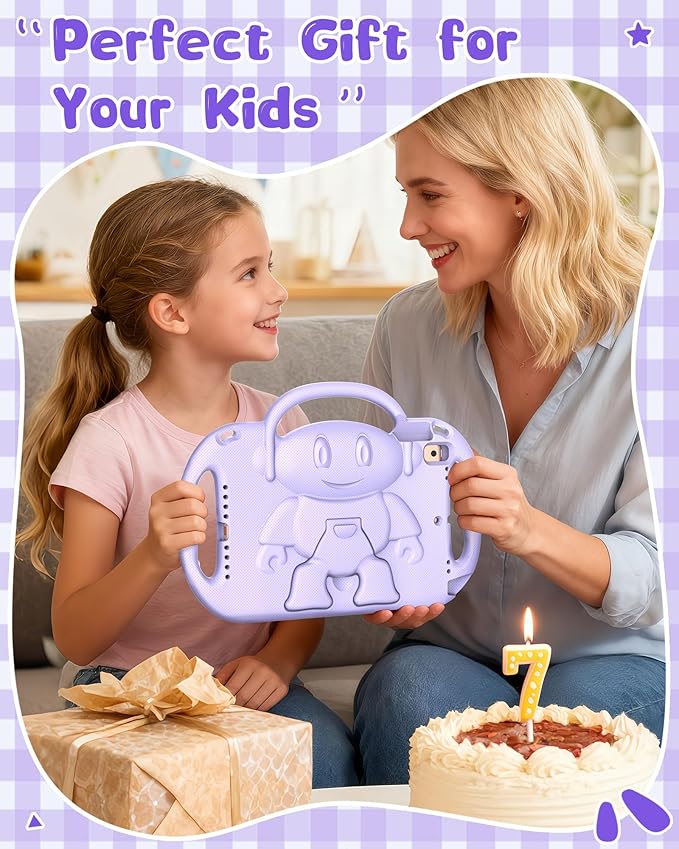 Kids Case for iPad 9th/8th/7th Generation (10.2 inch,2021/2020/2019), Kids Case for iPad Air 3rd Gen 10.5"/Pro 10.5, Durable Shockproof Cover with Shoulder Strap/Handle/Kickstand, Light Purple