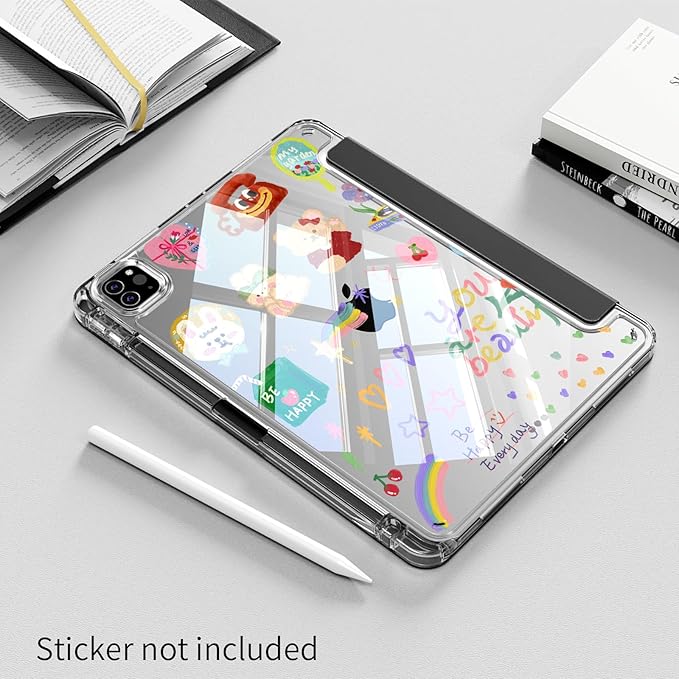 Case for iPad Pro 11 Inch 4th 2022, Pro 3rd/ 2nd Generation 2021/2020 with Pencil Holder, Shockproof Slim Cover with Clear Hard PC Back Shell for iPad Pro 2022/2021/2020, Auto Sleep/Wake,Black