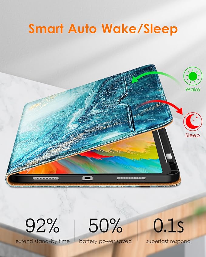 DTTO for iPad Pro 13 inch Case (M5/M4) 2025/2024, Premium Leather Business Folio Stand Cover with Pencil Holder - Auto Wake/Sleep & Multiple Viewing Angles, Built in Hand Strap & Pocket, Sandy Wave
