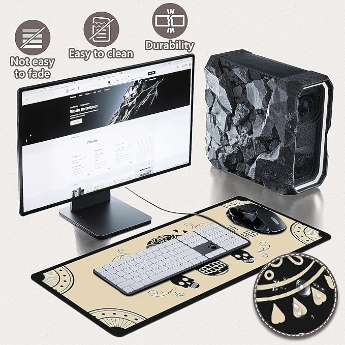 Gaming Mouse Pad - (31.5"×11.8") Skull Large Mouse Pads for Desk - Desk Mat for Keyboard and Mouse with Non-Slip Base, Desks Pad Matfor Game/Office & Home