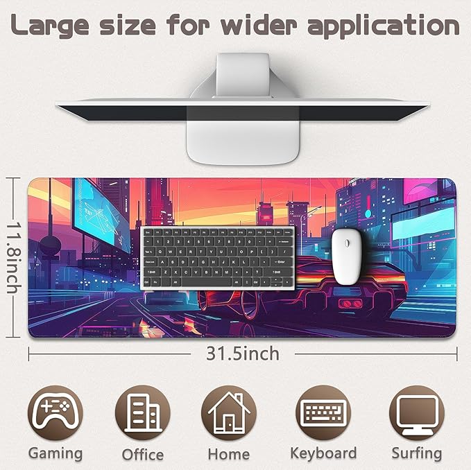 Gaming Mouse Pad - (31.5"×11.8") Sports Car Large Mouse Pads for Desk - Desk Mat for Keyboard and Mouse with Non-Slip Base, Desks Pad Matfor Game/Office & Home