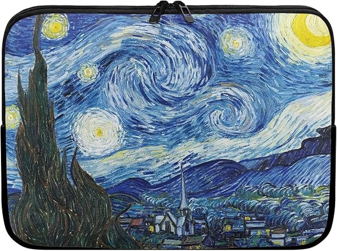 Starry Night Laptop Sleeve Case for Women Men Fashion Van Gogh Painting Pattern Laptop Protector with Versatile Uses Easy to Clean Ideal Gifts for Daily Use Travel at Different Occasions