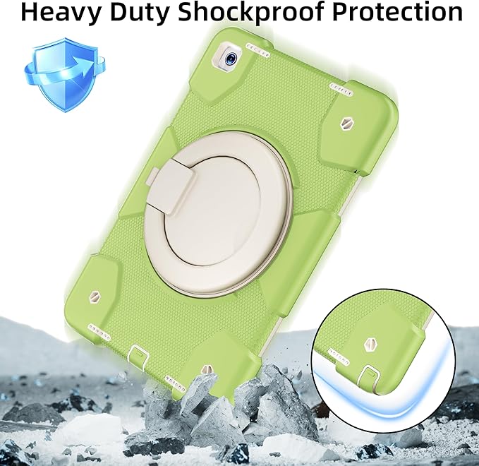 Andnary Case for Samsung Galaxy Tab A11+ Plus/A9+ 11 Inch 2025/2023, Tablet Case for Samsung Galaxy A9 Plus/A11+ with Screen Protector/360° Rotating Stand/Pen Holder/Shoulder Strap (Green)