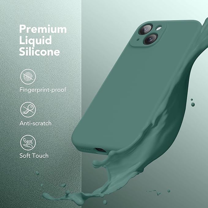 Magnetic for iPhone 14 Case, Compatible with MagSafe, [Full Camera Protection][Screen Protector] Silicone Shockproof Protective Phone Case for iPhone 14 6.1 inch, Midnight Green