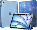 MoKo for iPad Air 11 inch Case (M4/M3/M2) 2026/2025/2024, iPad Air 5th/4th Gen 10.9 inch Case 2022/2020 with Pencil Holder, Slim Trifold Cover with Hard PC Translucent Back Shell, Blue Starry Sky
