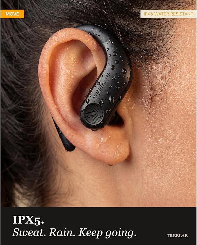 TREBLAB X3 Pro - Sports Wireless Ear Buds Bluetooth - Comfortable Workout Headphones with Secure Ear Hooks, 12H Long Battery Life, IPX5 Sweatproof Earphones, Noise Isolation Over Ear Earbuds