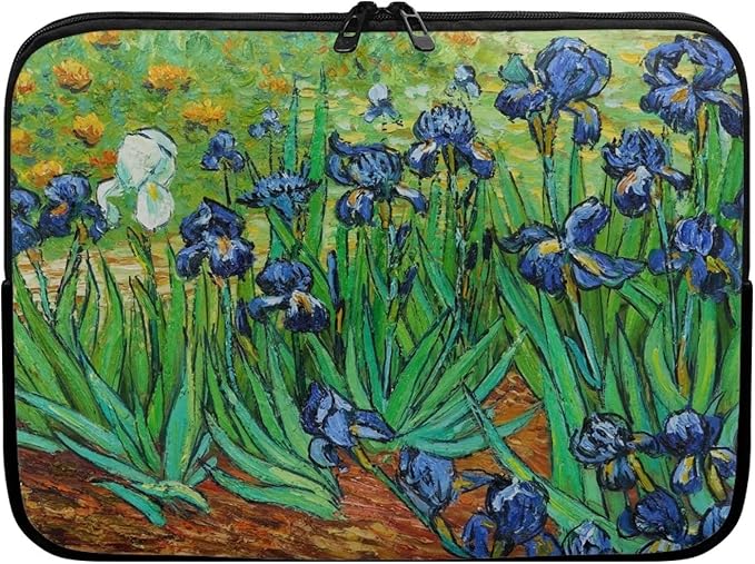Irises Painting Laptop Sleeve 10 Inch for Women Exquisite Van Gogh Painting Pattern Computer Bag with Funny Design Lightweight Multiple & Neatly Organizers for On-The-Go Essentials