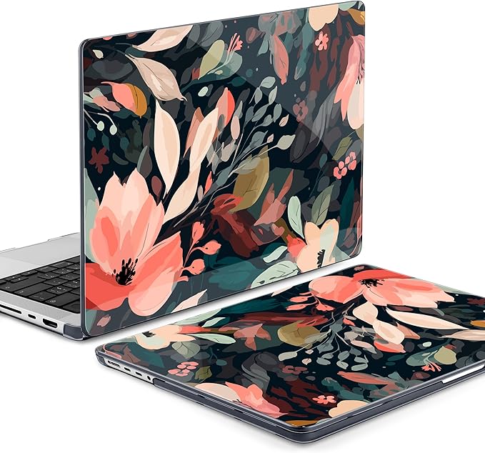 DONGKE Case for MacBook Pro 14 Inch (2026-2021 Release, M5 M4 M3 M2 M1 Pro/Max Chip), Plastic Slim Hard Shell Protective Cover with Keyboard Cover & Screen Protector, Painted Florals