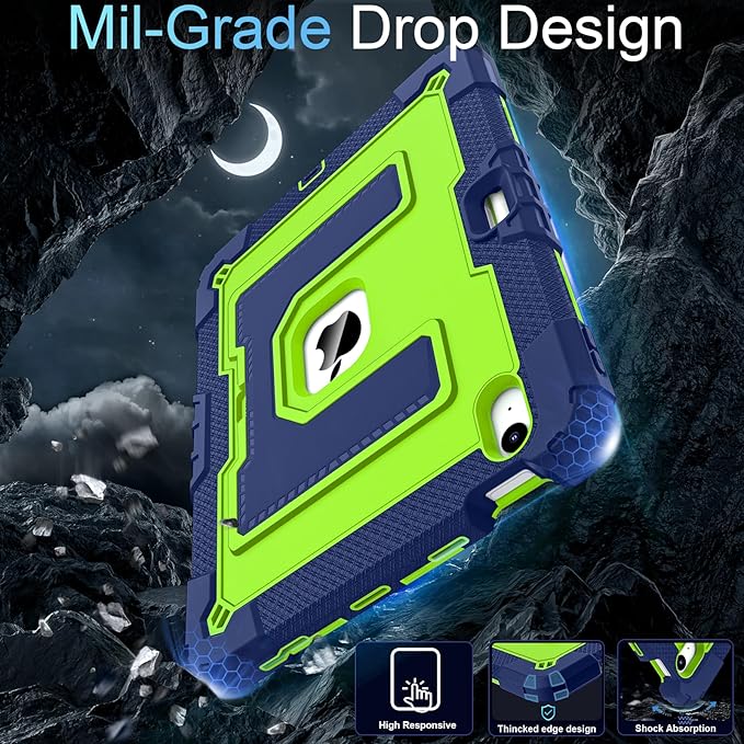 for iPad Air 11 Inch M4 (2026) /M3 (2025) /M2 (2024) iPad Air 5th/4th Generation Case 10.9 Inch (2022/2020),Military Grade Shockproof iPad Case Air 11 Inch with Pencil Holder, Navy Green