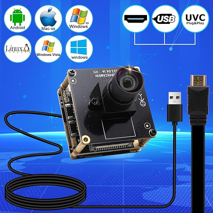 HDMI USB Camera Module 4K Webcam IMX415 Sensor H.265 H.264 Webcamera 2160P 30FPS Video Surveillance Streaming Video Conference PC Camera Industrial Digital Zoom Webcam