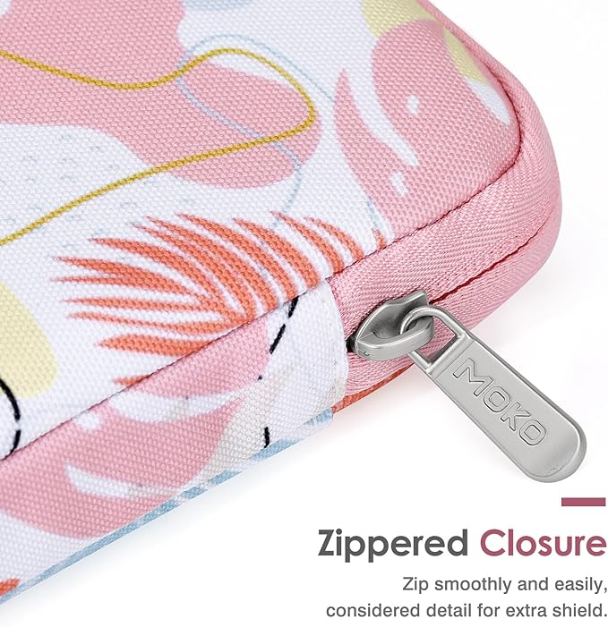 MoKo Padded Ereader Sleeve Case for 6-7 inch Tablet Bag, Compatible with 7" E-Reader Device, 6" Kobo Clara BW/Colour, 6" Nook Glowlight 4, Tropical Leaf