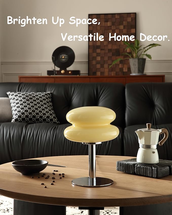 Glivpny Mushroom Lamp Table Lamp for Night Stands,Mid Century Modern Desk Lamps for Bedroom, Vintage Dimmable Bedside Small Cute Lamps, Cool Aesthetic House Warming Gifts New Home Decor(Cream)