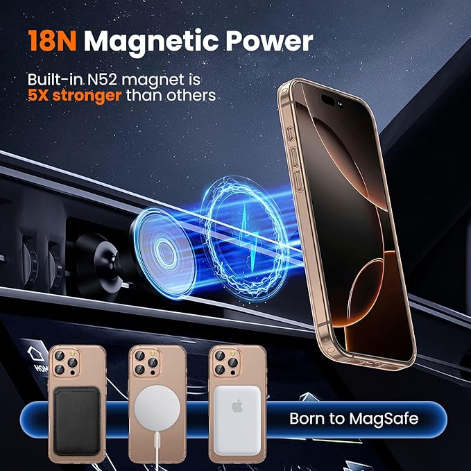 toushion 3 in 1 for iPhone 16 Pro Max Case Clear with MagSafe, Not Yellowing, Screen Protector*1 Camera Lens Protector*1, Military-Grade Protection for iPhone 16 Pro Max Phone Case 6.9 inch Clear