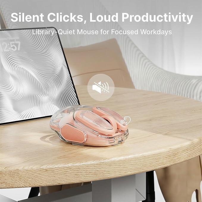 SEUNKWANG EWEADN Q9 Wireless Clear Mouse Dual Mode Bluetooth & 2.4G USB Computer Mouse with RGB Lighting, Silent Clicks, Multi-Device Compatibility for Laptop, PC, MacBook, iPad Cute Mouses-Gradient