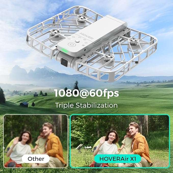 HOVERAir X1 Drone with Camera, Follow-me Drone with Self-Flying Mode, Foldable Mini Drone with HDR Video Capture, Palm Takeoff, Intelligent Flight Paths, Hands-Free Control White (Combo Plus)
