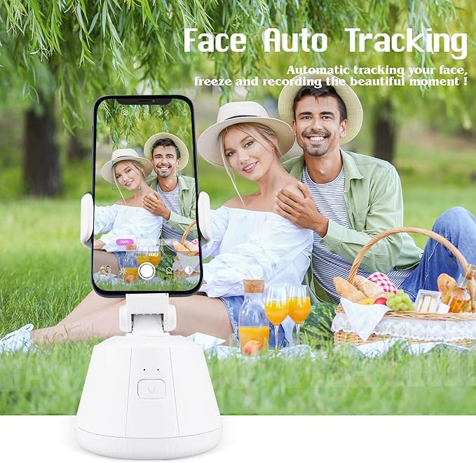Smartphones Gimbal Stabilizer, 360° Rotation Smart Tracking Holder, Face Object Shooting Selfie Stick Mount for Tripod, Suit for Photographing Vlog Videos Shooting (White)