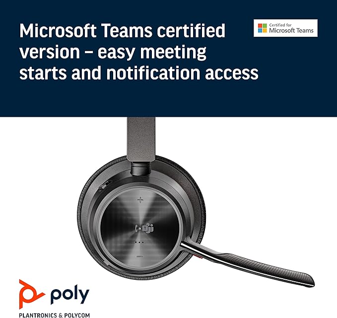 Poly - Voyager Focus 2 UC USB-A Headset (Plantronics) - Bluetooth Dual-Ear (Stereo) Headset with Boom Mic - USB-A PC/Mac Compatible - Active Noise Canceling - Works with Teams (Certified), Zoom & more