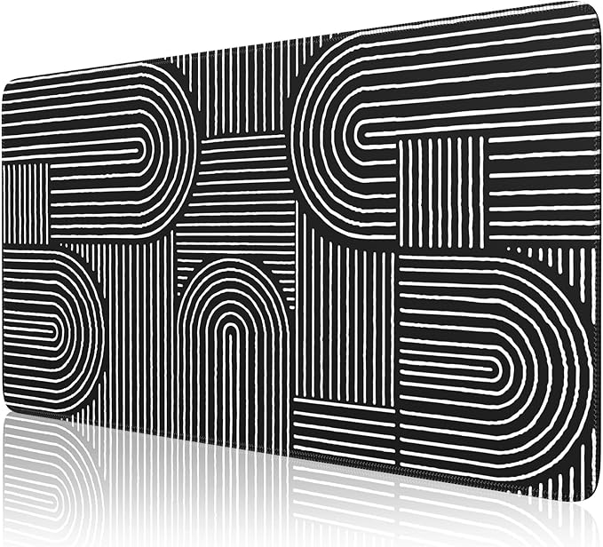 iCasso Black Desk Mat, Large Mouse Pad for Desk, Anti-Slip Big Mousepad with Stitched Edges, Computer Pad for Desktop