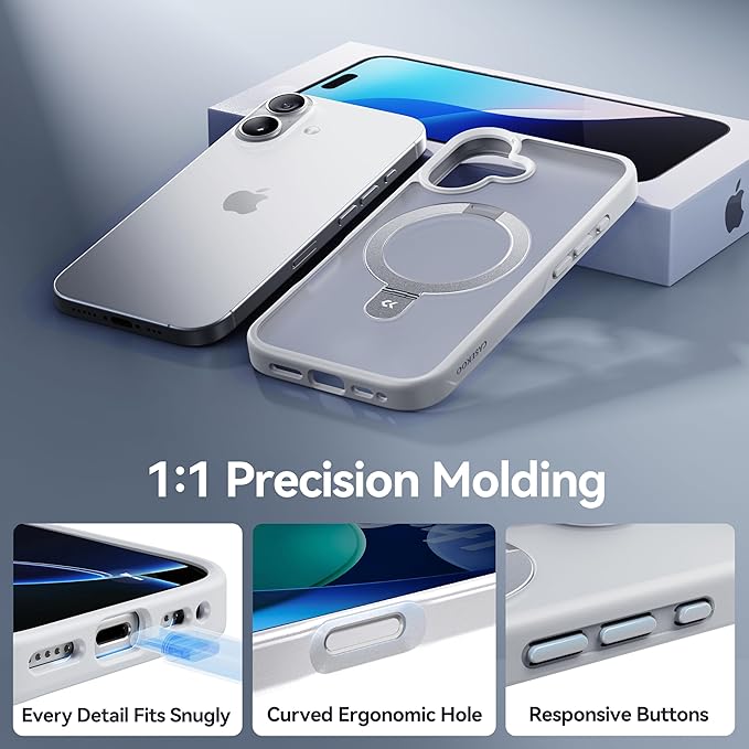 CASEKOO Ultra-Magnetic Stand for iPhone 17 Case [Military Drop Protection] [Compatible with MagSafe] Shockproof Translucent Slim Matte for iPhone 17 Phone Case with Ring Holder 6.3 Inch, White