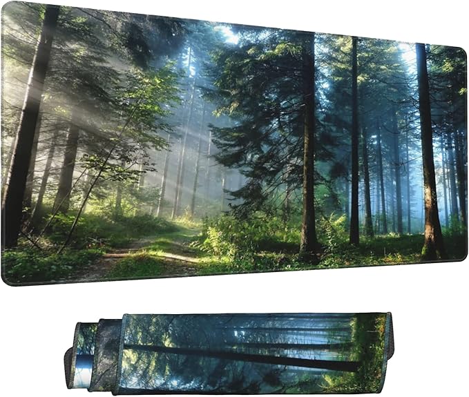 Desk Mat,Forest Extended Gaming Mouse Pad for Office Work & Game,Computer Keyboard Mouse Mat Desk Non-Slip Rubber Base Large Mousepad with Stitched Edges, 31.5x15.7inch