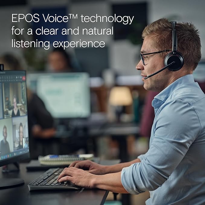 EPOS IMPACT 1060 Double-Sided Wireless Office Headset With Microphone, EPOS AI Noise Cancellation, Super Wideband Audio, Bluetooth, Comfortable Fit, Perfect For Clear Calls In Busy Workspaces