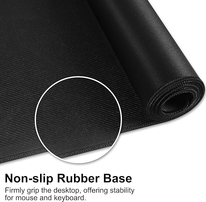 HGWALP Large Gaming Mouse Pad Extended XXL Mouse Mat Long Desk Pad with Stitched Edges for Keyboard Home Office Gaming Work Big Desk Pad (35.4x15.7IN,90x40) (Black)