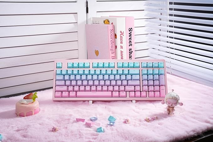 ZORNHER ZH980 Mechanical Keyboard,95% Pink & Blue Creamy Keyboard with Number Pad,Gaming Keyboard Full Size,Shine Through PBT Keycaps,Creamy Sounding Linear Switches