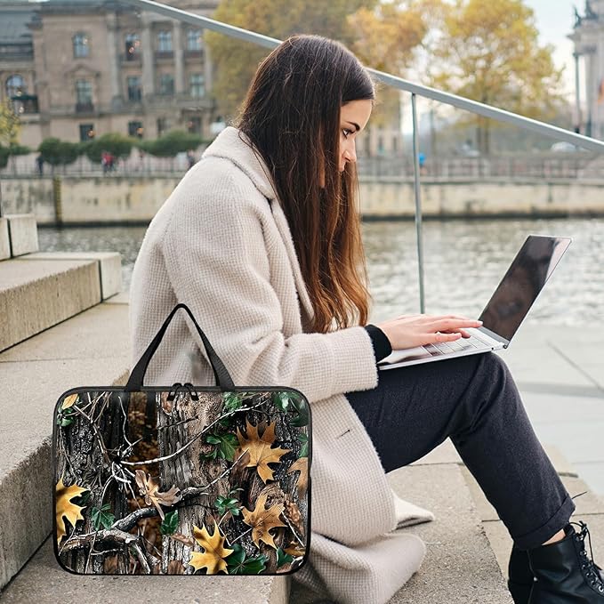 Universal Laptop Sleeve Tablet Case 12 inch, Camo Leaf Slim Carrying Case Durable Handbag Travel Laptop Bag for Surface Pro 9 8 7/Laptop Go 2 3, MacBook Air 11/12