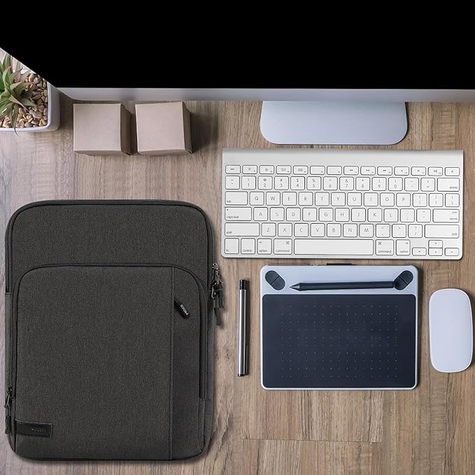 MoKo 10-13 Inch Tablet Sleeve Bag Carrying Case with Pockets Fits New 13-inch iPad Air M4 2026 & Pro M5,Pro 12.9/11,iPad 10th/Air 5/4th 10.9,i-Pad 7/8/9th 10.2, Galaxy Tab S8+/S9+ 12.4, Black & Gray