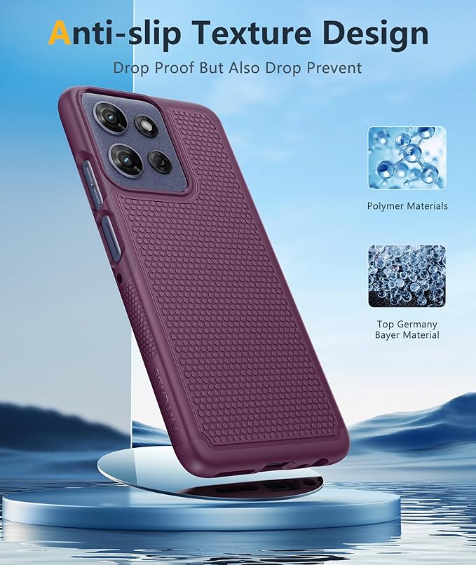 FNTCASE for Moto G-Power 2025 Case: Motorola G Power 2025 Case 14FT Military Grade Drop Protection with Screen Protector Shockproof Anti-Slip Rugged Matte Dual Layer Daily Cover 6.8 Inch (Burgundy)
