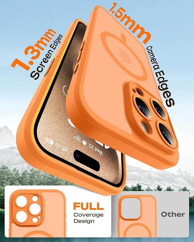 TOCOL for Phone 15 Pro Max Case, Compatible with Magsafe Charger, Full Camera Protection, Drop Protection, Translucent Matte Phone Case for iPhone 15 Pro Max 6.7 inch (Orange)