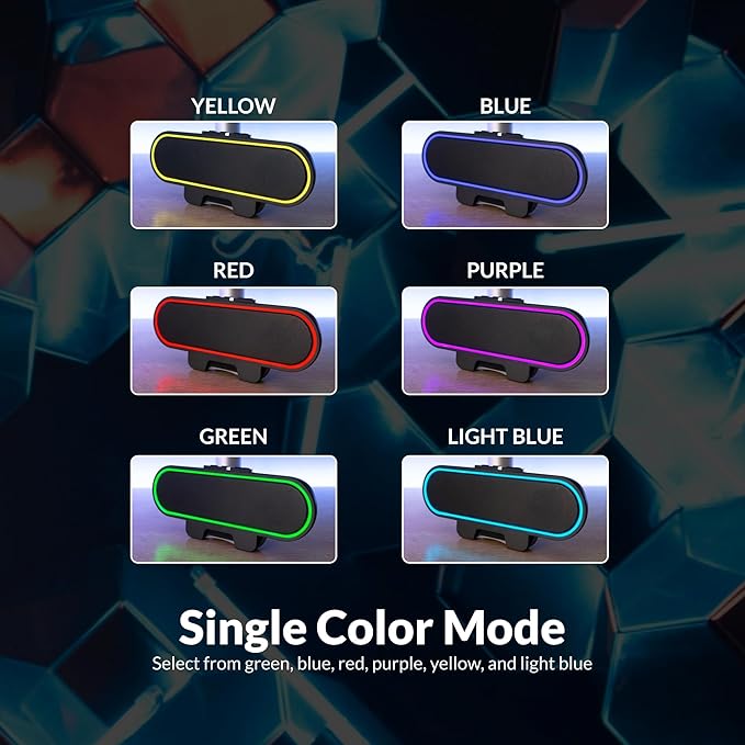 Cyber Acoustics USB Speaker Bar with LED Lights (CA-2890GX) – USB Powered Speaker Bar for PC and Mac, Dynamic LED Lights Sync to Music, Clamps to Monitors up to 1.5 Inches, Great for Music and Gaming