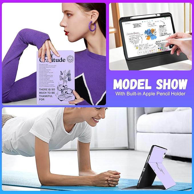 Uppuppy for iPad Pro 13 Inch Case 2024 - Women Girls Cute Folio Smart Cover with Pencil Holder Girly Kids Pretty Unique Aesthetic for iPad Pro M4 13 Inch Cases A2925 A2926 A3007