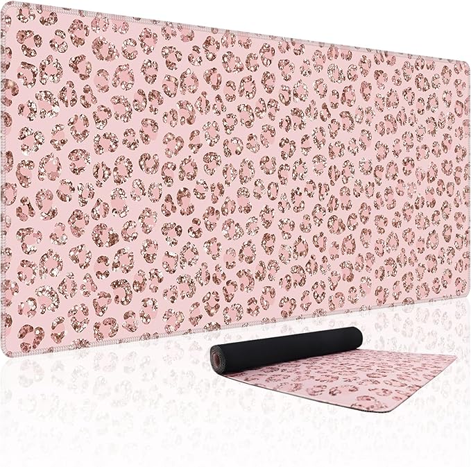 Baziabbo Pink Desk Mat,XXL Extended Large Mouse Pad,Gaming Mousepad with Stitched Edge,Non-Slip Rubber Base Keyboard Desk Pad for Home Office Study Game (C-Pink)