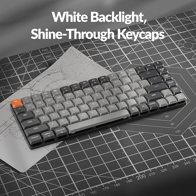 Keychron K3 Version 3 Low Profile Wireless Mechanical Keyboard, 75% Layout QMK Programmable Bluetooth 5.2/Wired, White Backlit with Shine-Through Keycaps for Mac Windows Linux