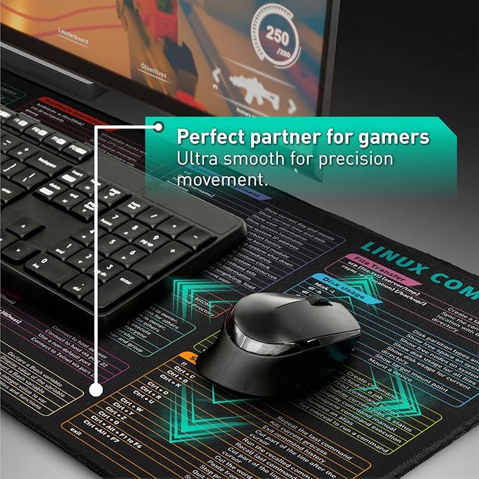 Pixiecube Linux Commands Line Mouse pad - Extended Large Cheat Sheet Mousepad. Shortcuts to Kali/Red Hat/Ubuntu/OpenSUSE/Arch/Debian/Unix Programmer. XXL Non-Slip Gaming Desk mat