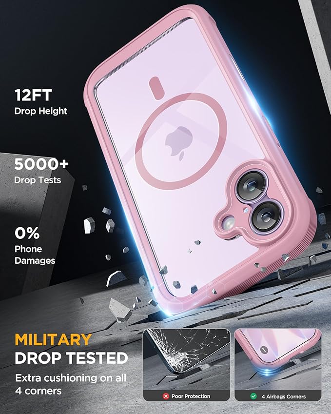 Miracase for iPhone 17 Case 6.3'', Full-Body Military Grade Drop Protection Outdoor Phone case with Built-in Glass Screen &Camera Control,Easy Installation,No Gap,Compatible with MagSafe, Purple