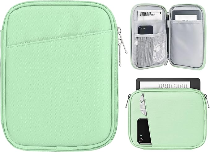 TiMOVO 6-7 Inch Universal Sleeve for eReader Book, Protective Sleeve Cover Case with Pocket, Compatible with 6-7" E-Reader & Kobo Devices, Agave Green