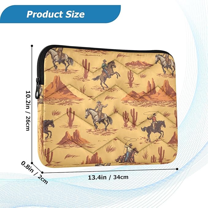 Cute Laptop Sleeve 13 inch Western Desert Cowboy Laptop Bag 14 inch Waterproof Computer Bag for Women Laptop Accessories Computer Cover Bag for Tablet Men, A06D24018